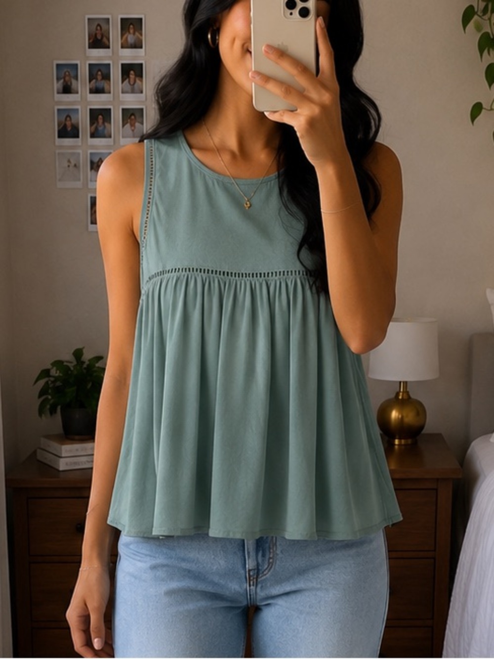 Forever 21 Mint Green Sleeveless Peasant Camisole